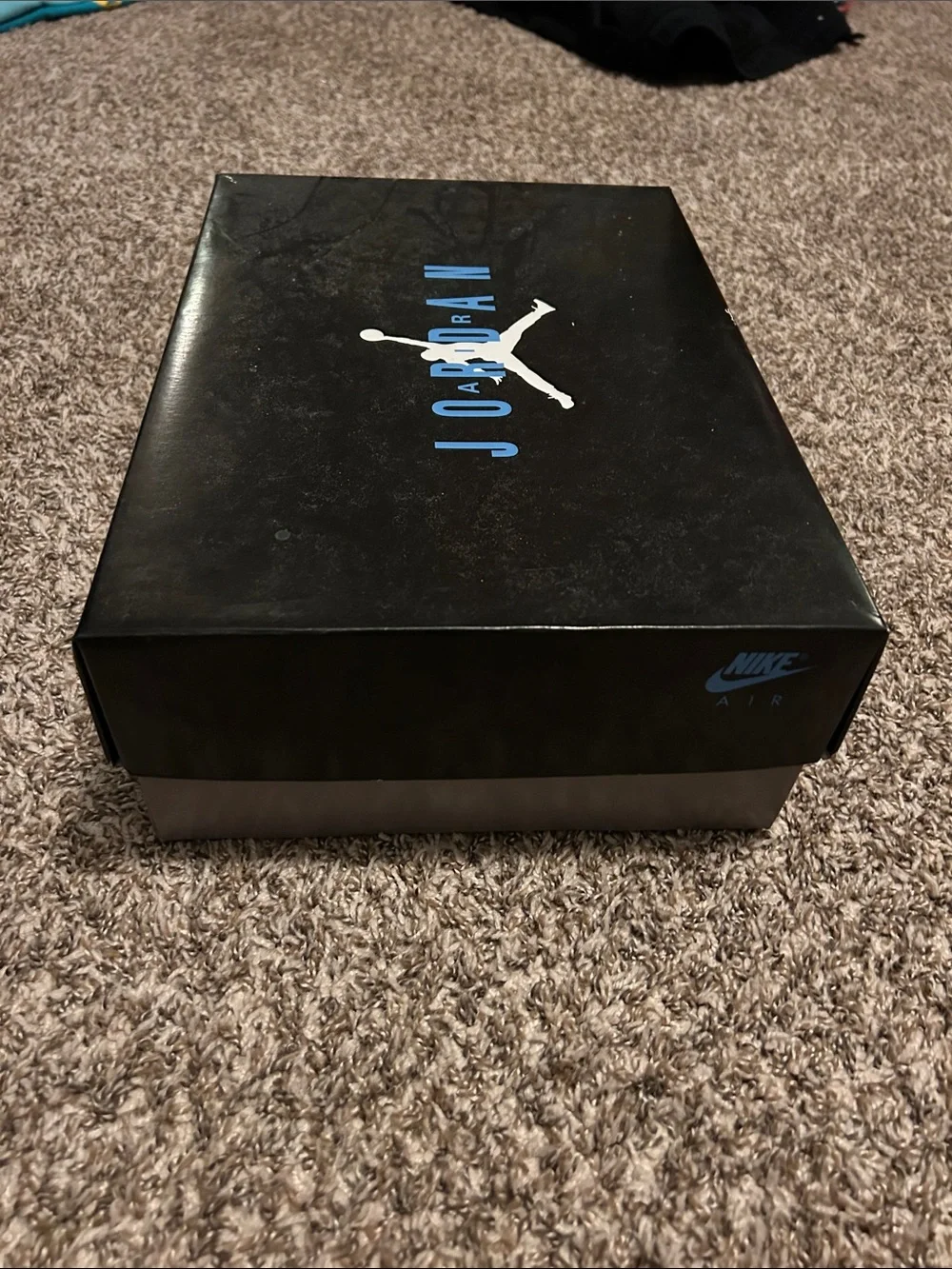 Jordan Black Shoe Storage Box with Blue and White Logo